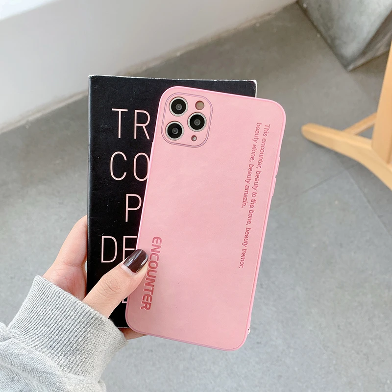

Luxury Cute Text Leather Phone Case For iPhone 12 Mini 11 Pro Max SE XSmax X XR 8 7 Plus Ultra-thin Skin Silicone Cover Funda