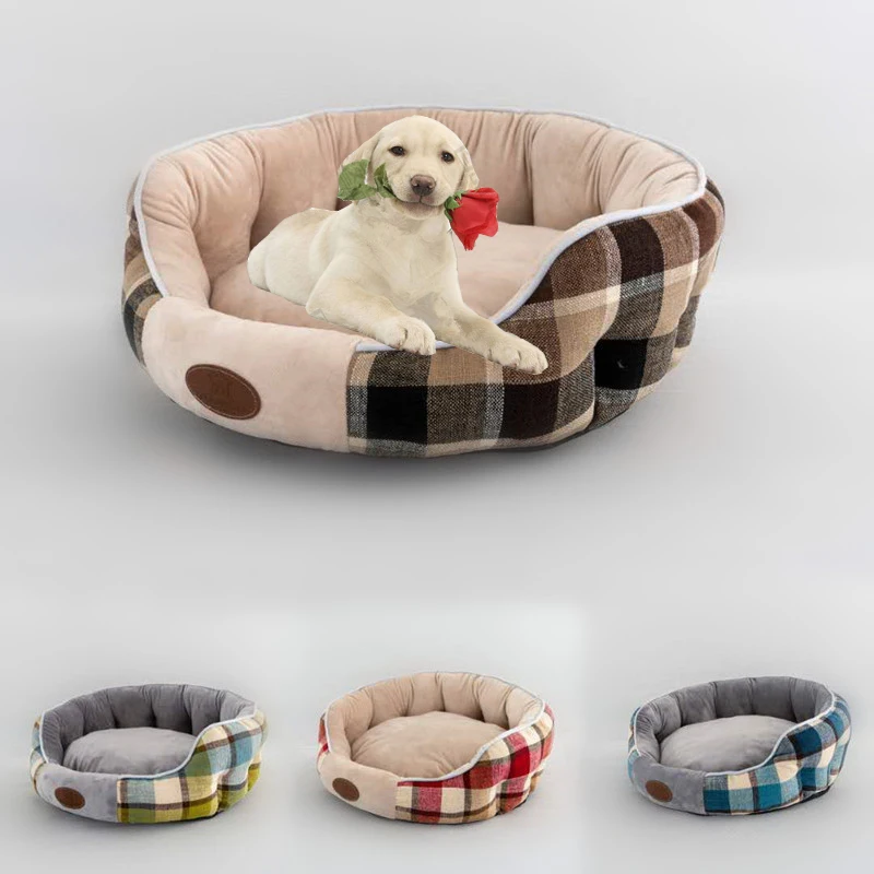 

Зимние теплые товары для домашних животных, домашняя мебель, ткань, клетчатая, высокая спина, гнездо для кошек, креативное гнездо для домашн...