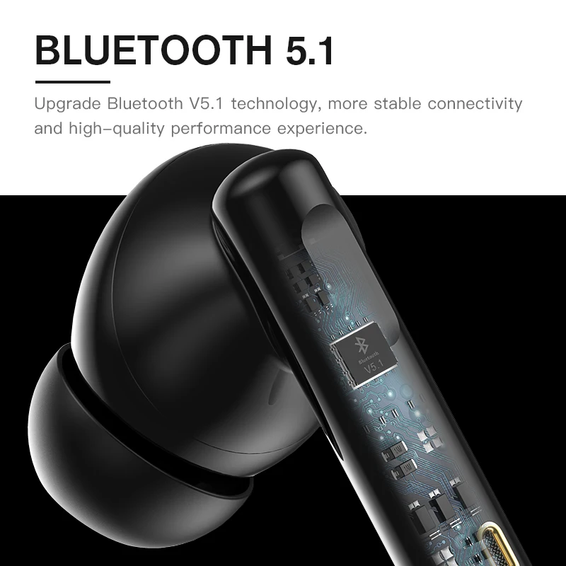 iKF Funpods Wireless Earbuds Gaming Noise Canceling Touch Control TWS Bluetooth 5.1 400mAh Waterproof Bass Earphone Black 2