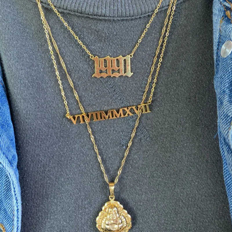 Ожерелья с римскими цифрами на заказ подвеска дата греческие цифры полый