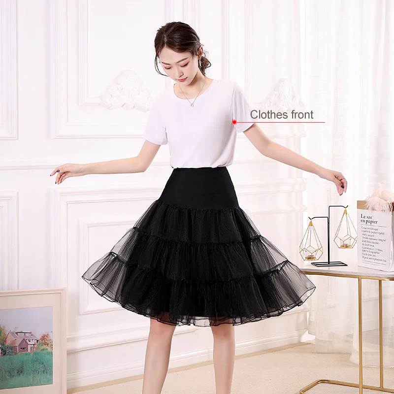 

Трехслойная юбка из фатина до колена, юбка принцессы-маскарада, Лолиты, мягкая облегающая юбка с высокой талией, подъюбник