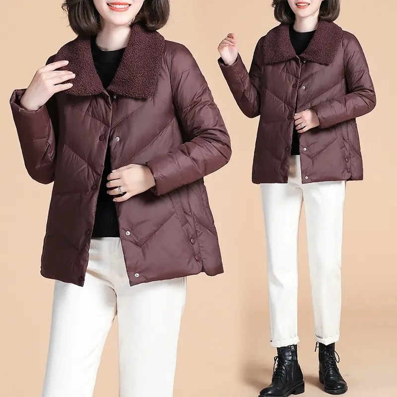 Female Padded Jacket 202 Women's New Style Winter Fashion Plus Cashmere Lamb Wool Ladies Short Coat Loose Padded Jacket Women 23
