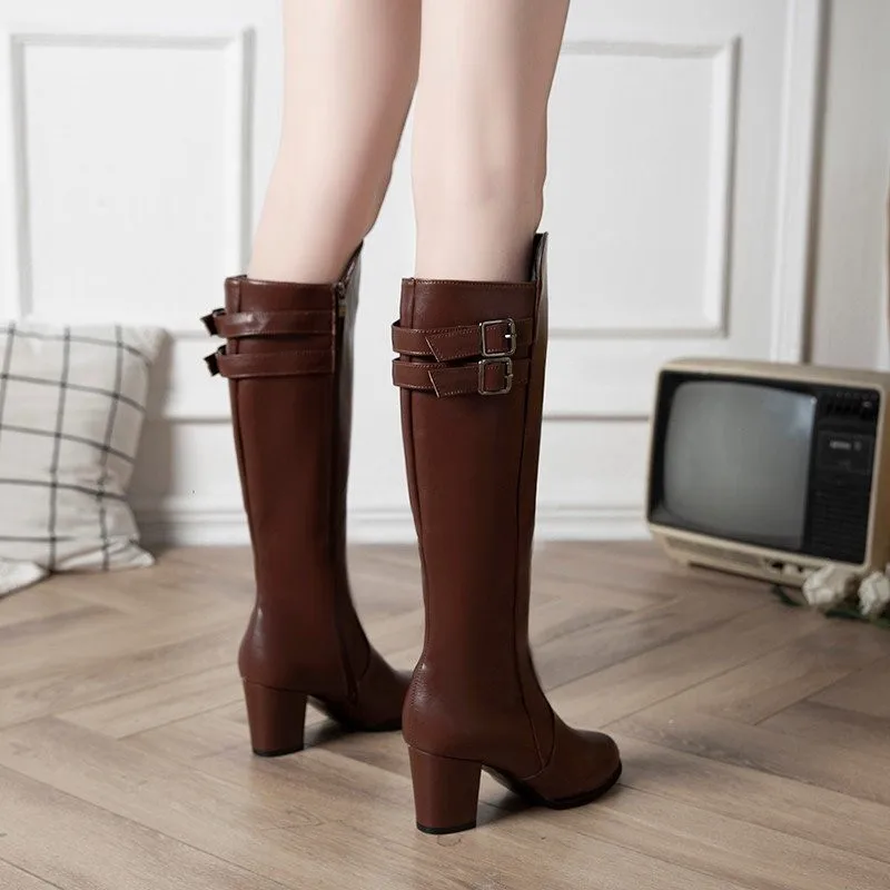 Women's Boots Autumn Shoes Boots-women  Sexy Thigh High Heels High Sexy Luxury Designer Round Toe 2021 Mid Calf Rubber Over-the-