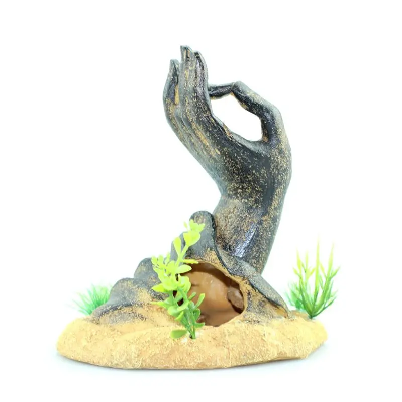 

Aquarium Decorations for Fish Tank Guanyin Hand Statue Aquarium Ornament Rock Cave Hideout for Shrimp Fish