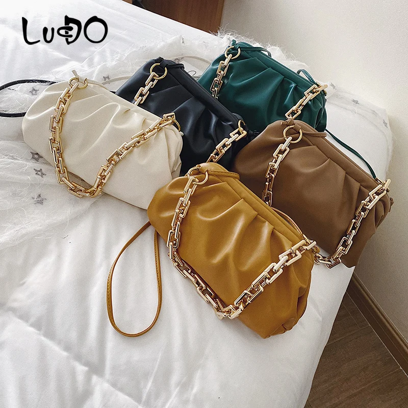 

LUCDO Brand Thick Chain Luxury Handbags Designer Cloud Bag 2020 New Messenger Crossbody Bags for Women Party Clutch