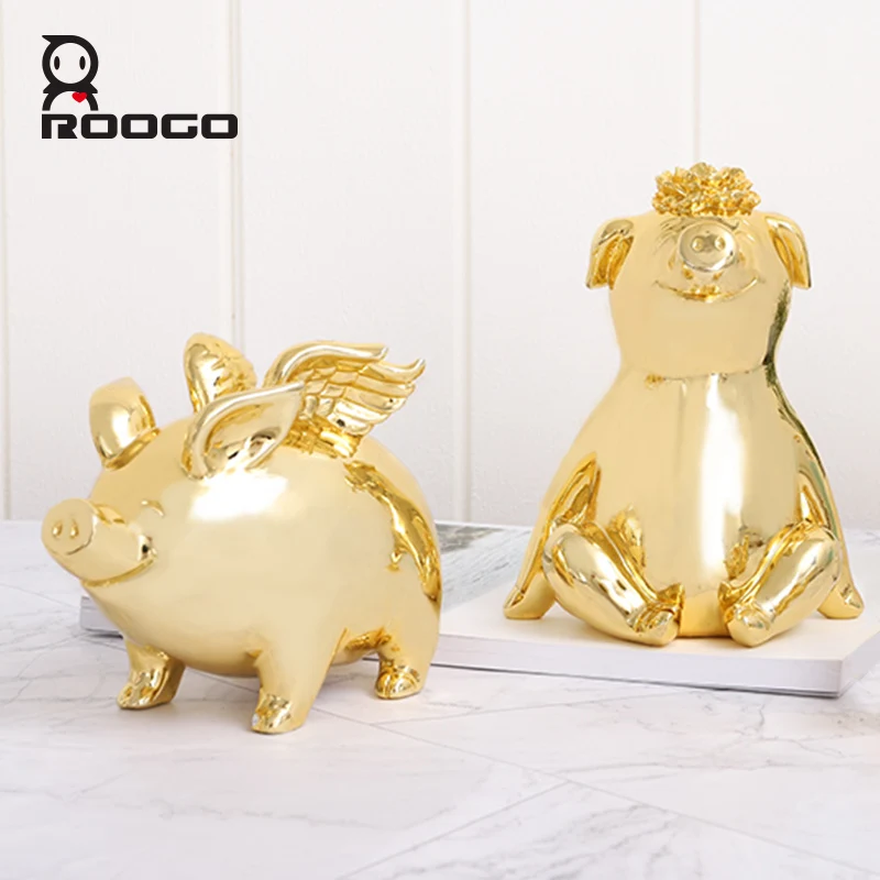 Копилка для денег свинка копилка монет детский аксессуар украшения дома Золотой