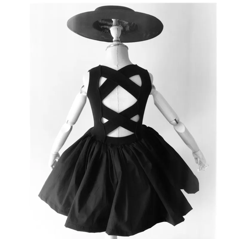 

Princess Dress for Girl Vintage Style Backless Party Dress Black Ball Gown Kids Dresses for Girls Baby Clothes 3-12y