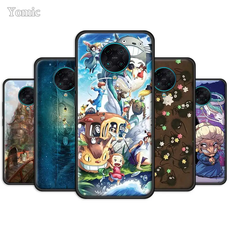 

Silicone Case for Xiaomi Redmi Note 8 8T 9S 9 10X K20 K30 Pro 5G K30i 6 7 8A Soft Black Cover Studio Ghibli Spirited Away Totoro