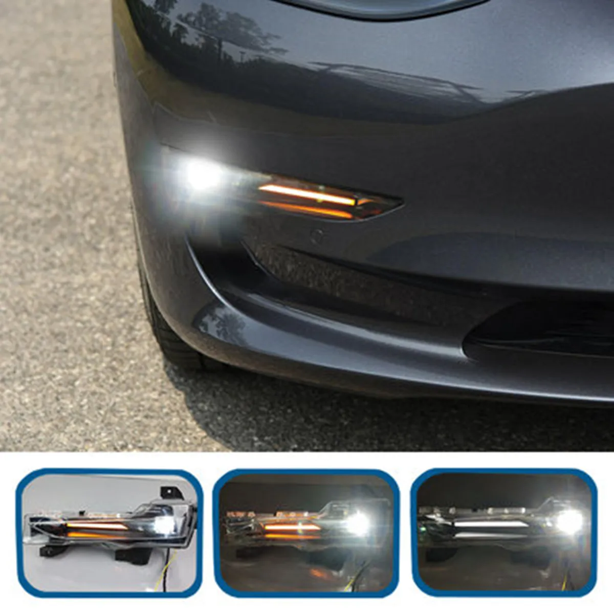 

Car Led DRL Daytime Running Light for Tesla model 3 19-21 with Yellow Turn Signal автомобильные товары