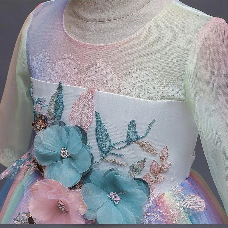 Новинка Платье с цветочным рисунком для маленьких девочек Элегантное