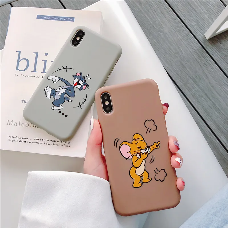 Забавный мультяшный Кот мышь чехол для телефона для iPhone 11 Pro X XS Max XR 7 8 6 6s Plus Мягкий силиконовый чехол милый том Джерри чехол для пар