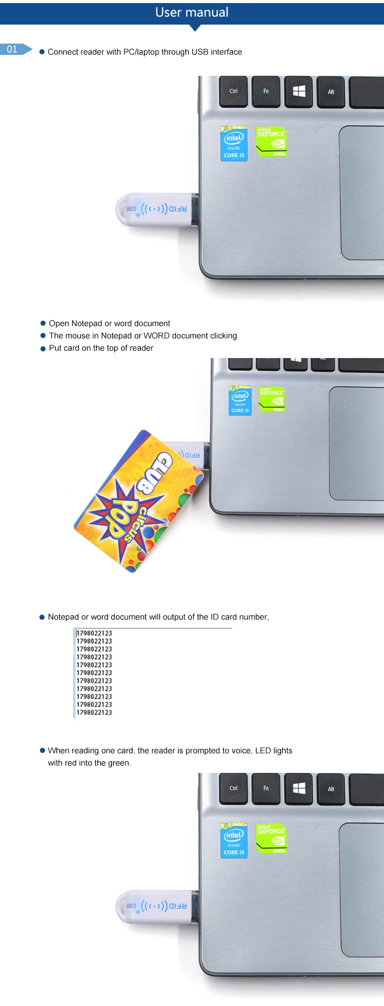 125 кГц EM 4100 rfid считыватель с 10 шестигранным выходным форматом, используемый для системы контроля доступа