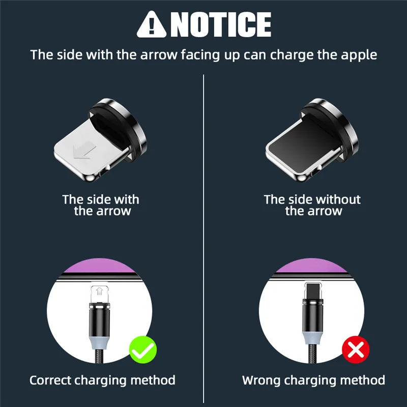 Магнитный светодиодный кабель Micro usb Type C 1 м 2 зарядный usb-кабель для iPhone X 7 8 XS Max XR