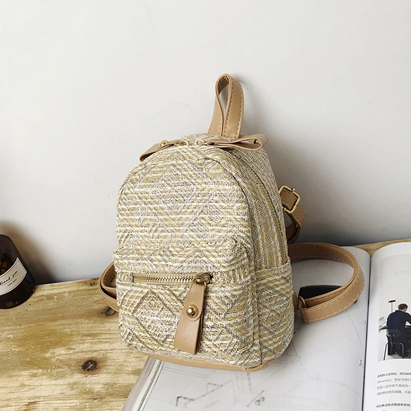 4 шт./лот соломенный тканый Летний Пляжный Рюкзак женский рюкзак повседневный