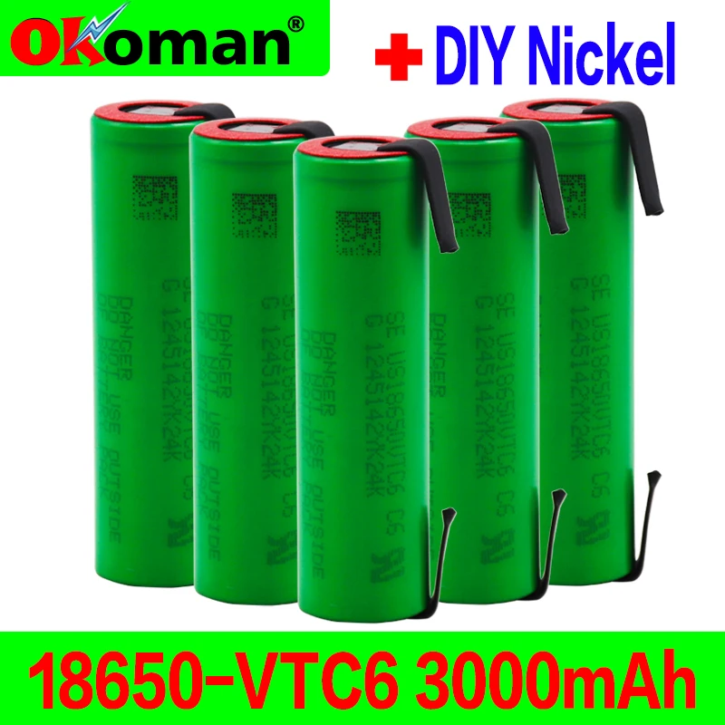 Новый оригинальный VTC6 3 7 V 3000mAh 18650 литий ионная батарея 30A Разрядка Для US18650VTC6