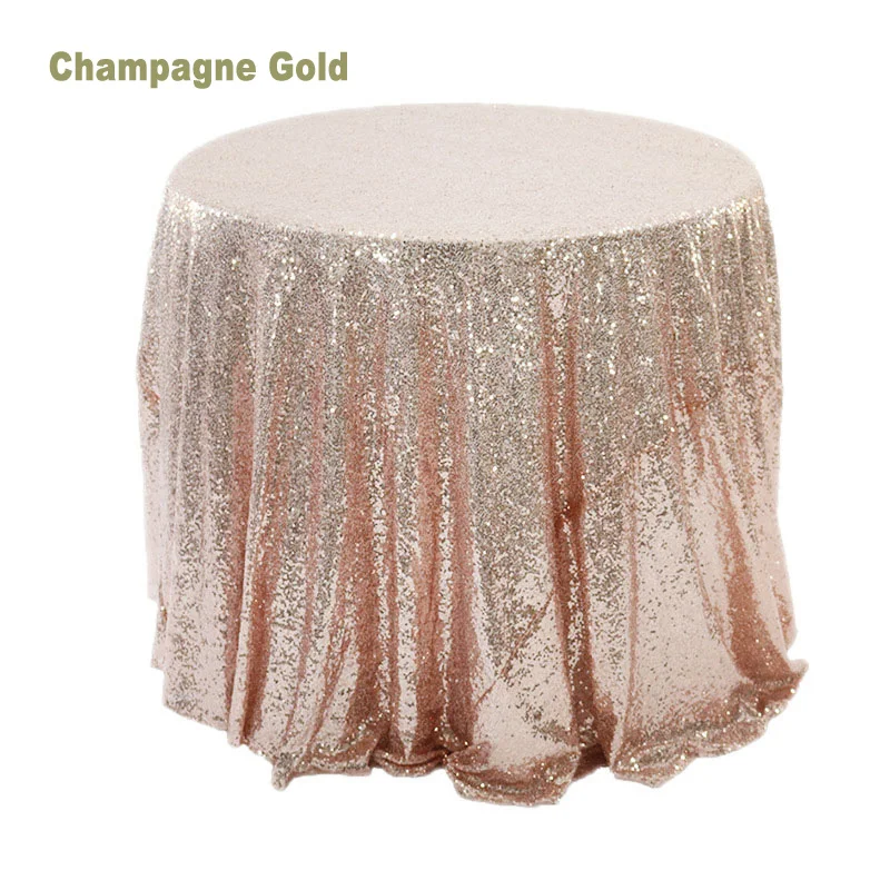 Champagne Gold Роскошная скатерть с золотыми блестками, блестящая круглая прямоугольная вышитая скатерть для свадебной вечеринки, Рождественское украшение - Цвет: Champagne Gold