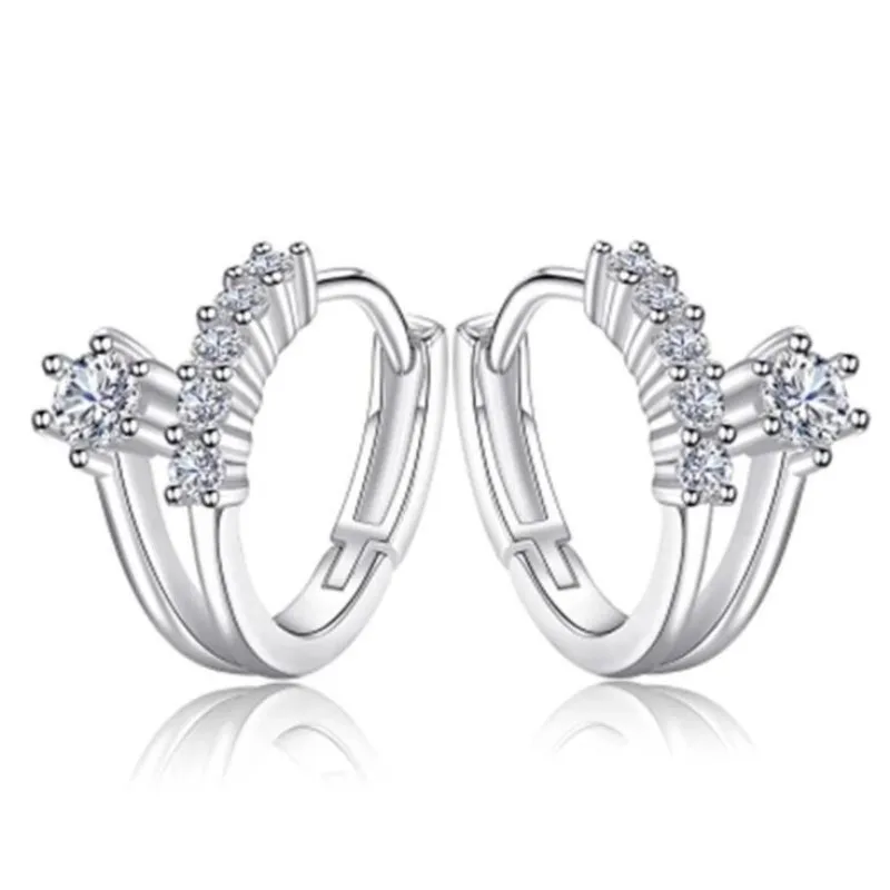 

New Korean Temperament 925 Sterling Silver Jewelry Simple Wild Accessories Hypoallergenic Crystal Flower Dangle Earrings
