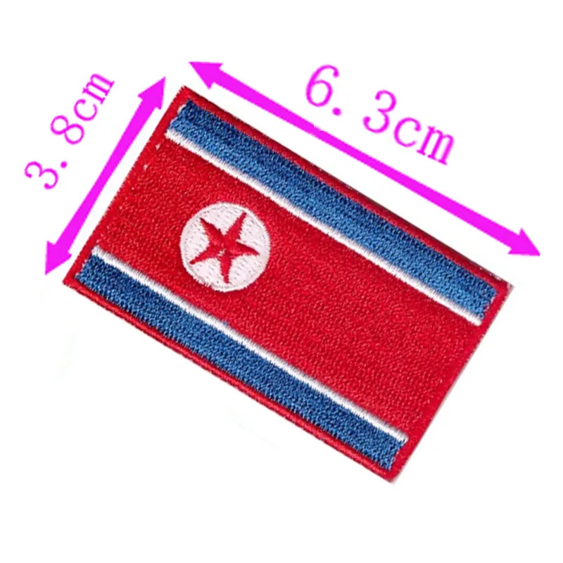 Нашивка с вышивкой в виде флага Северной Кореи ширина 6 3 см высокое качество