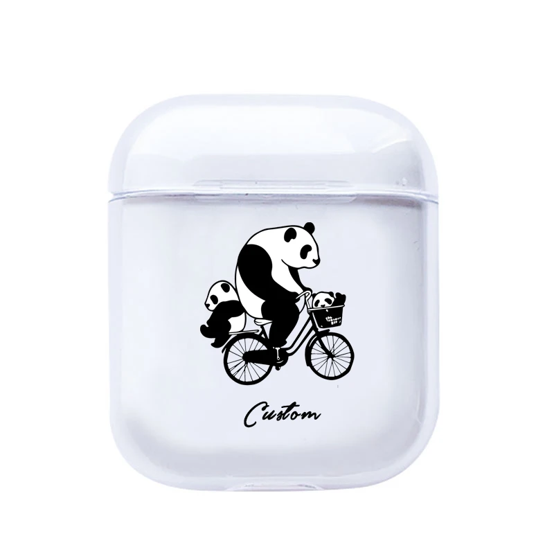 Прозрачные чехлы для Airpods Cute panda Custom Name прозрачные мягкие чехлы для AirPods Чехлы Защитные беспроводные наушники чехол - Цвет: DIY166