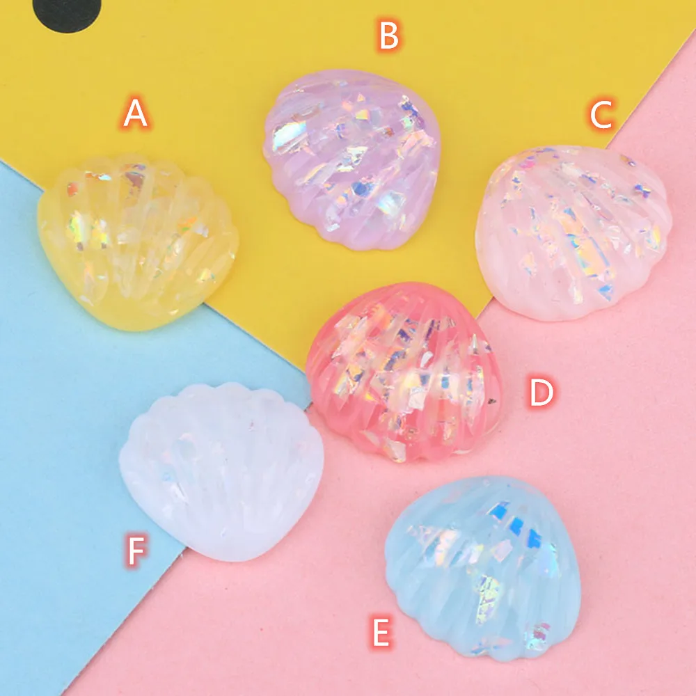 Ful Seashell Embellishment 20pcs Shiny Transparent Shell Charm For Scrapbooking Phone Hair Accessories