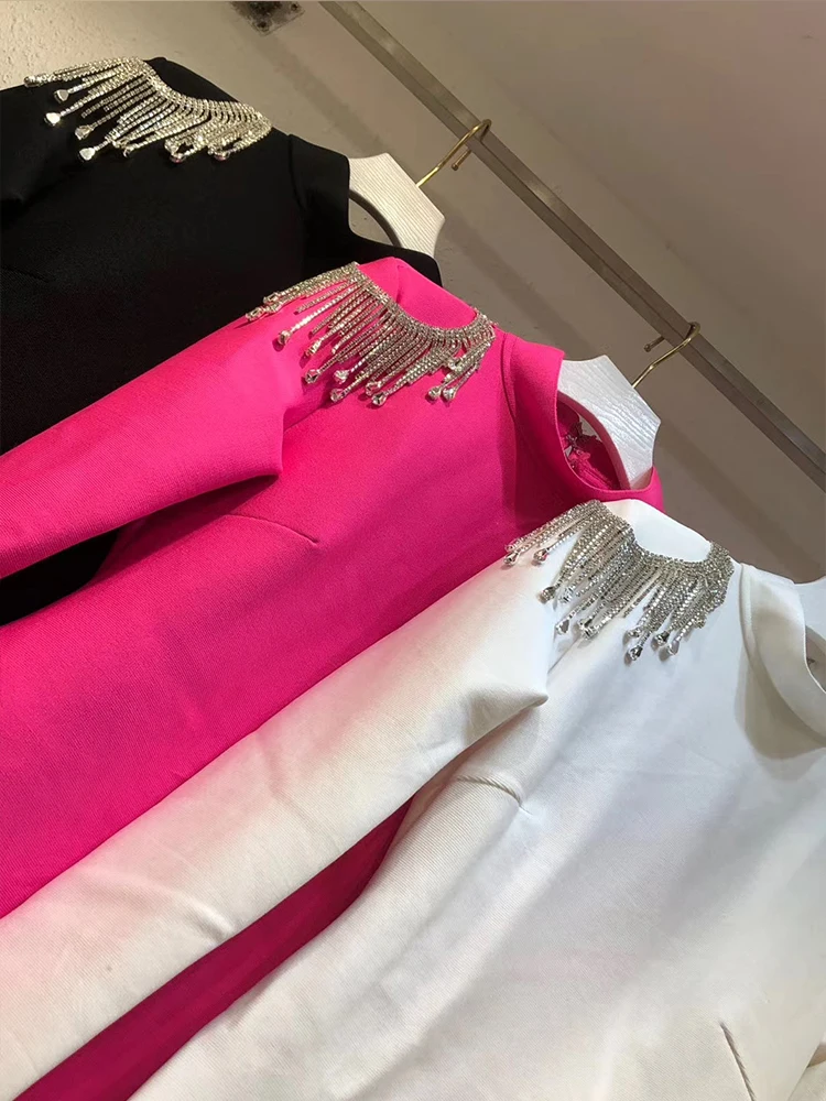 

Heavy craftsmanship, beading, tassel, sexy, leaky back, knit, stretch, tight, hip, bandage, dress, ladies' autumn new style