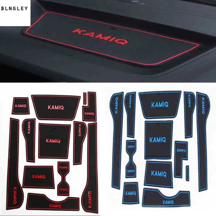 

Free shipping 12pcs/lot silicon car door Non-slip slot mat decoration cover for 2018 Skoda KAMIQ car accessories