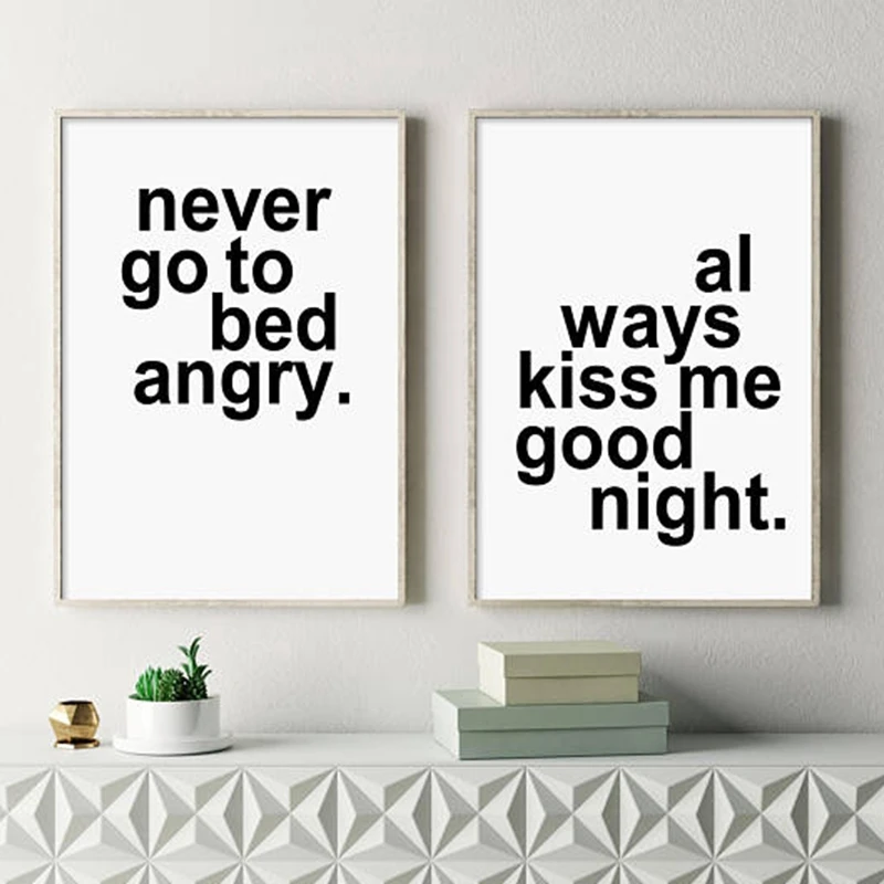Современная Настенная картина для спальни с надписью Always Kiss Me Good Night печать на
