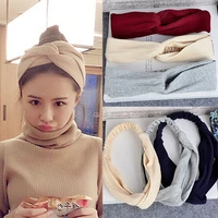 spring summer new style lady face hair band elastic cross beam hair band solid color knit knot knot elastic yoga hair accessorie