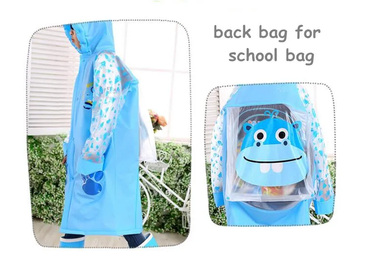 

Pink Rainsuit for Travel Rain Gear Cartoon Cute Universal Rainproof Poncho Backpacksuit Kids Rainsuit Men Coat for Boy Girls Q