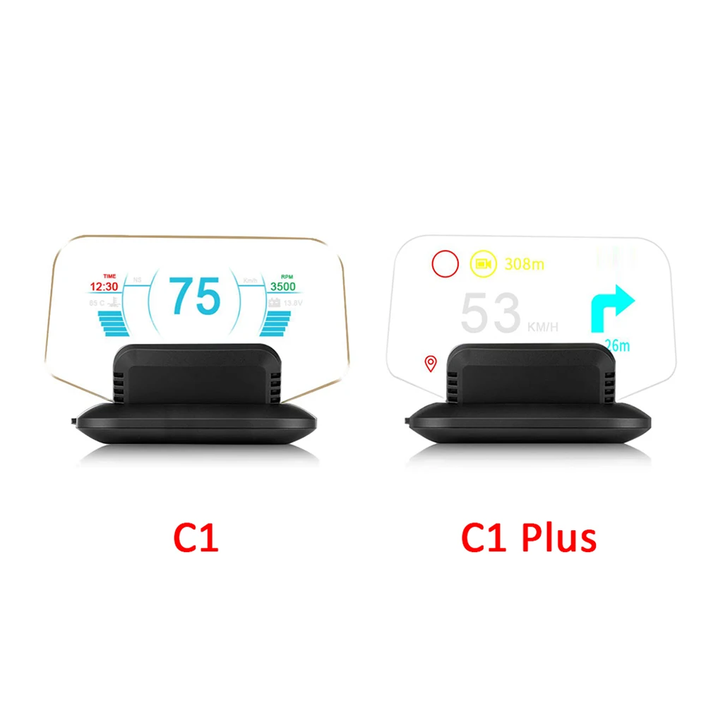

Head Up Display OBD2 HUD Mirror Updated C1 Optional Navigation GPS HUD Speed Fuel Consumption Car Speedometer Projection