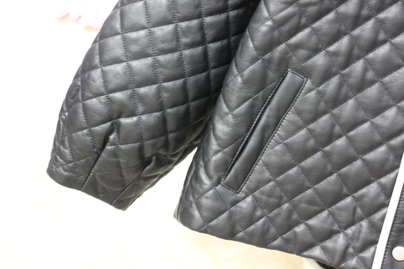 Winter Korean Style Women's High Quality Sheepskin Genuine Leather Peter Pan Collar Jackets Coat C740