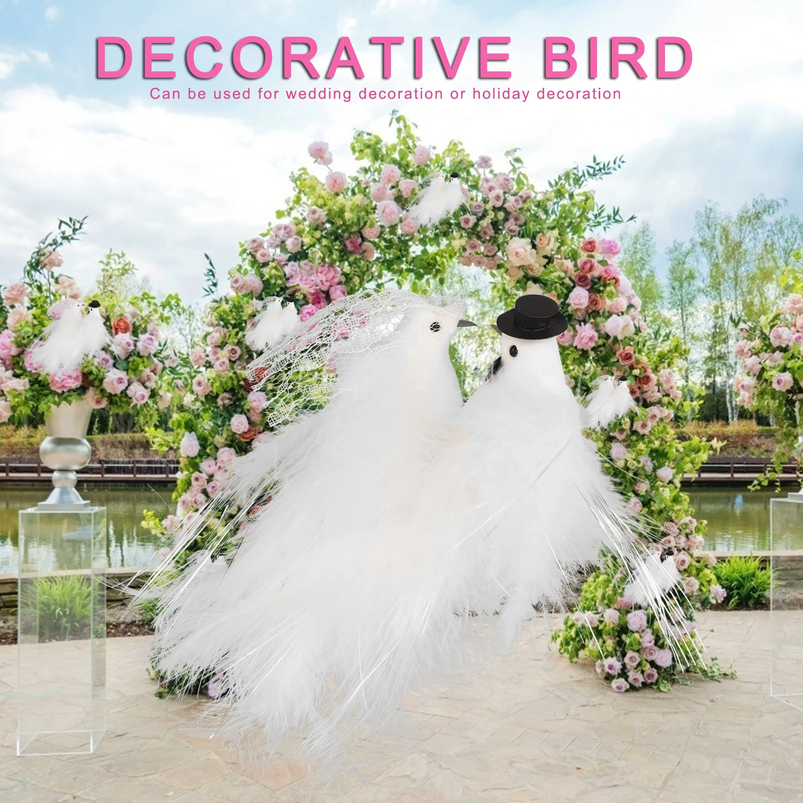 

6 пар симпатичных белых поролоновых голубей, милые маленькие искусственные перья, птица, реквизит для фотографий, домашний стол, сад, бонсай,...