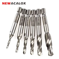 newacalox 14 hex hss high speed steel thread spiral screw m3 m4 m5 m6 m8 m10 metric composite tap drill bit tap 6pcsset