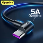 Oppselve 5A светодиодный нейлоновый кабель типа C для Huawei Mate 30 20 P30 20 Pro Кабель для быстрой зарядки для мобильных телефонов зарядный кабель провод
