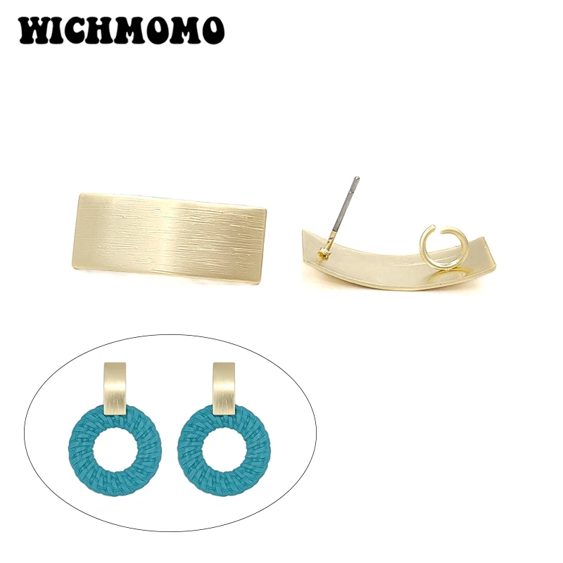 

New 25*10mm 6pieces/bag High Quality Zinc Alloy Matte Gold Rectangle Earring Base Connectors for DIY Earring Jewelry Accessories