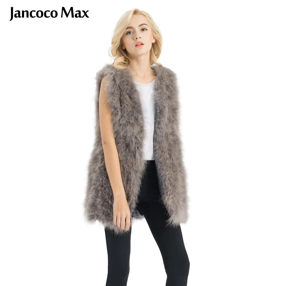 

Real Ostrich Fur Vest Winter Fashion Gilet Turkey Feather Waistcoat Women's Fluffy Natural Fur S1007
