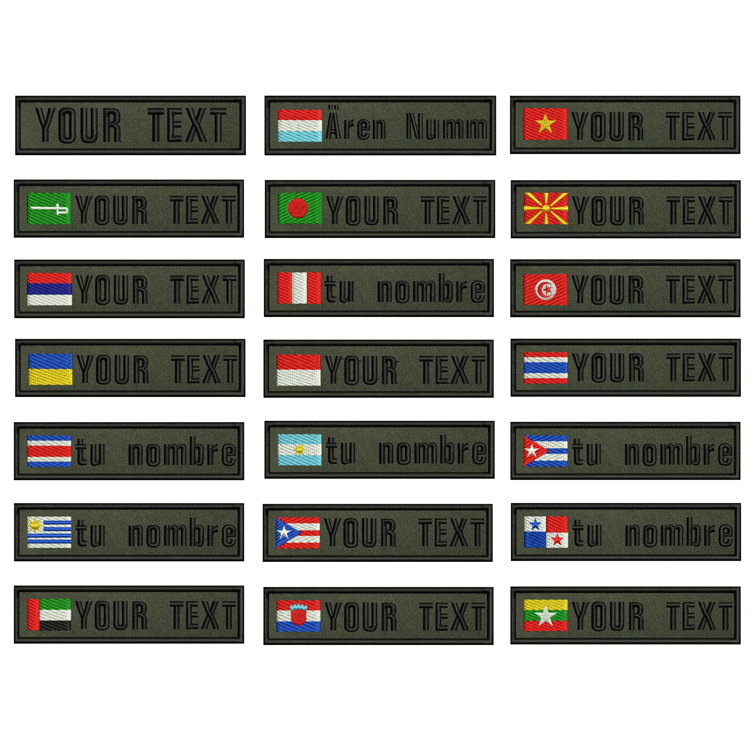 Армейский зеленый фон с национальными флагами 10x2 5 см вышивка именем под заказ