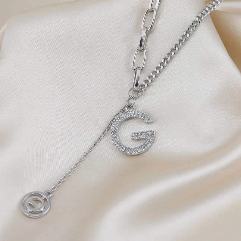 

South Korea-Style Simple Classic Lettered G Zircon Pendant Necklace Birthday Gift Party Banquet WOMEN'S Jewelry Ornament 2021