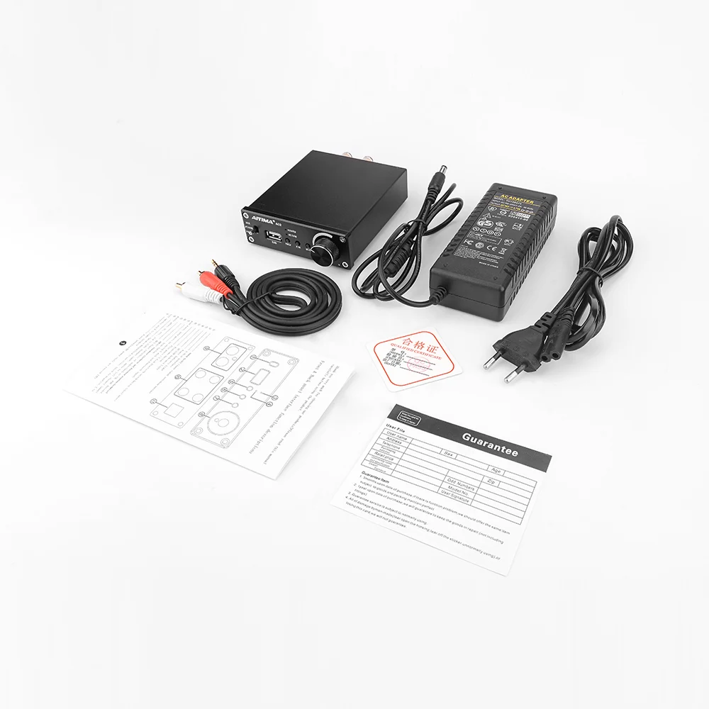 Black with EU Plug AIYIMA HIFI TPA3116 Bluetooth 5,0 усилитель мощности стерео цифровой слуховой аппарат 50 Вт* 2 AUX домашний кинотеатр Усилители звука Amp - Цвет: Black with EU Plug