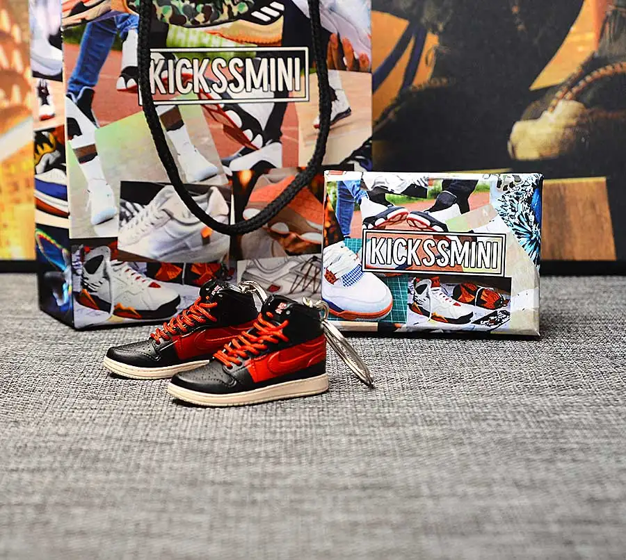 a pair w metal ring Персональный DIY Jordan Generation AIR JORDAN 1 chicago 3D кроссовок фигурный брелок сумка Подвеска парный брелок - Цвет: a pair w metal ring
