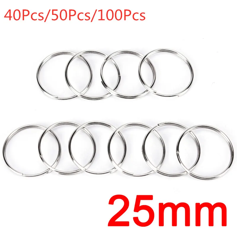 

40/50/100 шт., классические серебристые зажимы для ключей, 1,2 х25 мм