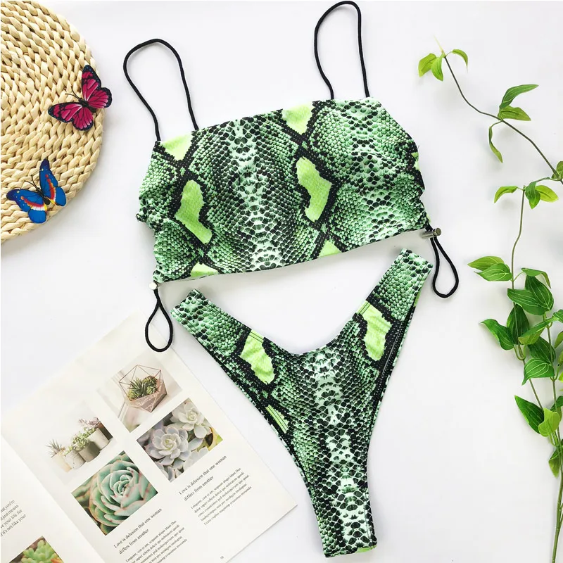 Сексуальный комплект бикини из змеиной кожи с леопардовым принтом женский
