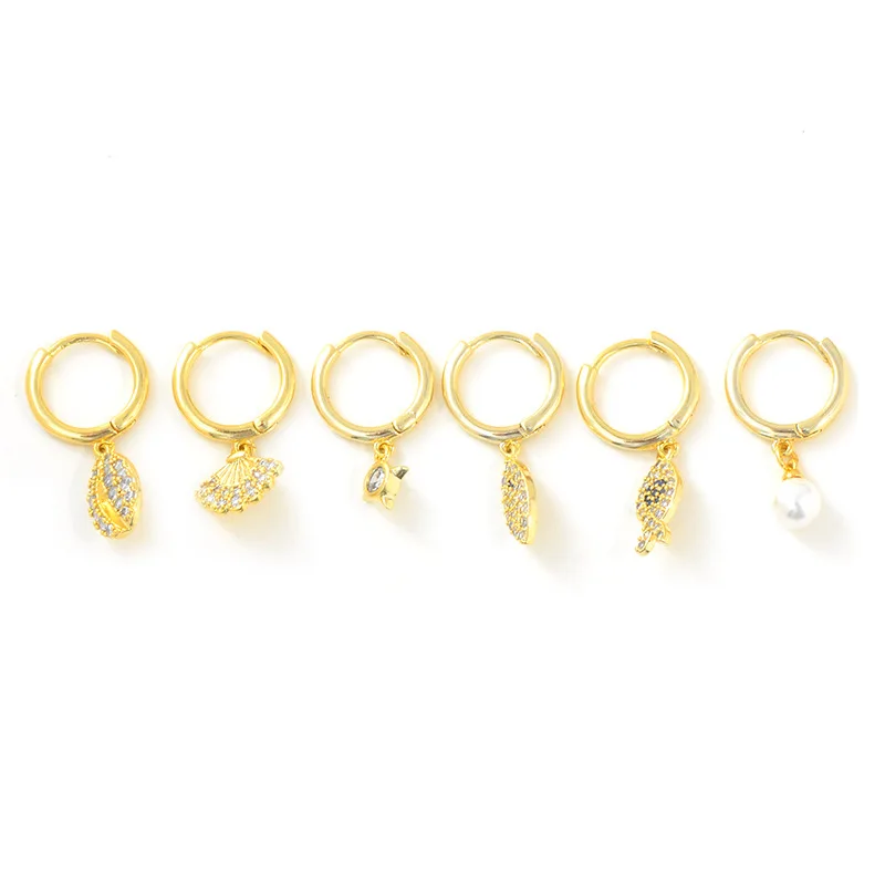 

6pcs 14K Real Gold Plated Simple Style Stud Earrings For Women Delicate Cubic Zircon Earrings Gift