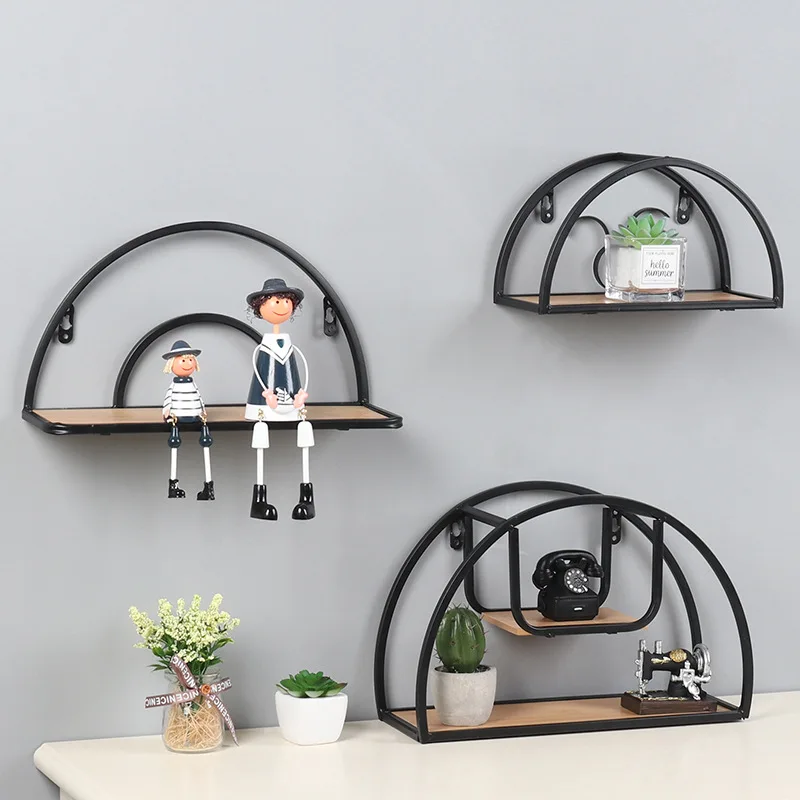 

Free Shipping Nordic Ins Iron Semicircle Wall Storage Rack For Living Room Wall Simple Home Bedroom Wall Decoration Storage Rack