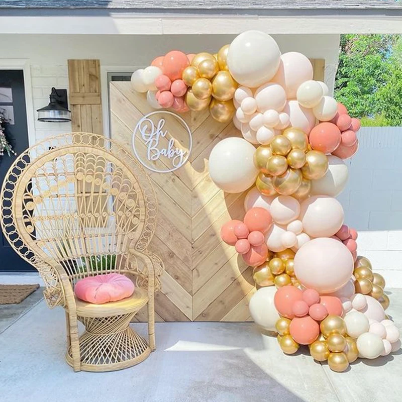 

Wedding Birthday Party Decor Double Cream Peach Retro Pink Latex Balloon Garland Arch Holiday Event Backgound Baby Shower Decor