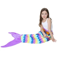 2020 Kids Mermaid Tail Warm Soft Mermaid Tail Blanket Knitted Mermaid Blanket for Girls Throw Bed Wrap Sofa Mermaid Sleeping Bag