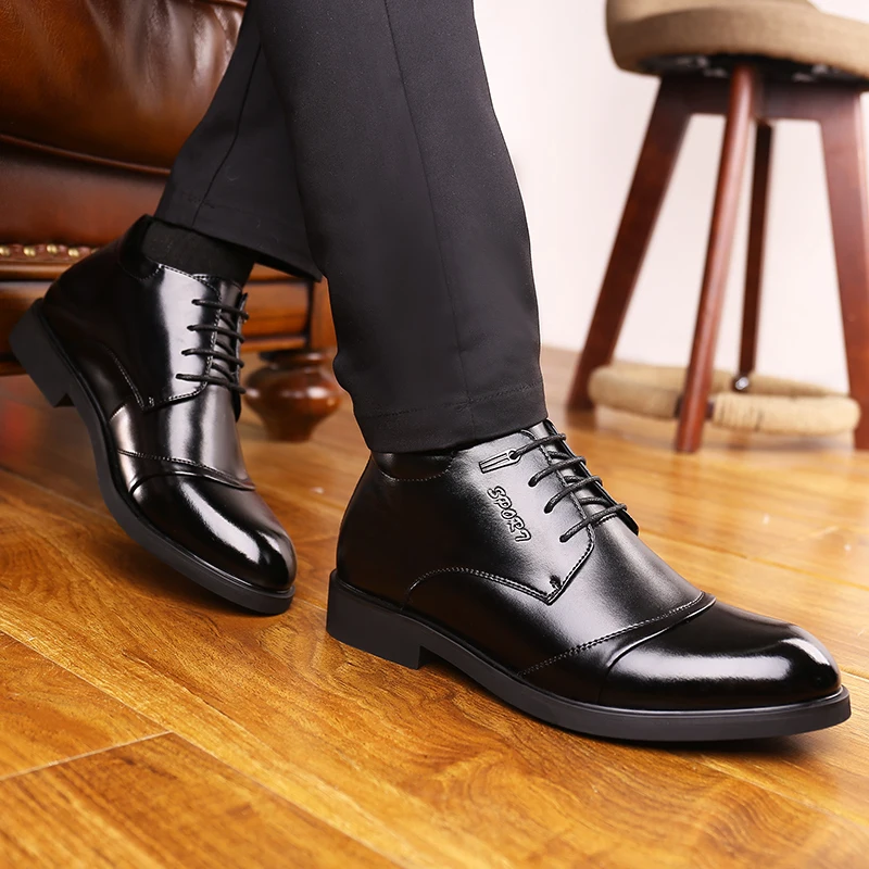 

Misalwa Winter Luxury Dress Shoes for Men Oxford Men PU Leather Formal Boots Ankle Business Office Warm Shoes Plus Size 38 46