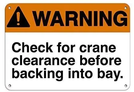 

Crysss Warning Sign Warning Check for Crane Before Backing Into Bay. Road Sign Business Sign 8X12 Inches Aluminum Metal Sign