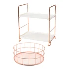 Акция! Корзина для хранения в скандинавском стиле, железная, розовое золото, 1 шт., 2 слоя, органайзер для макияжа, полки для хранения