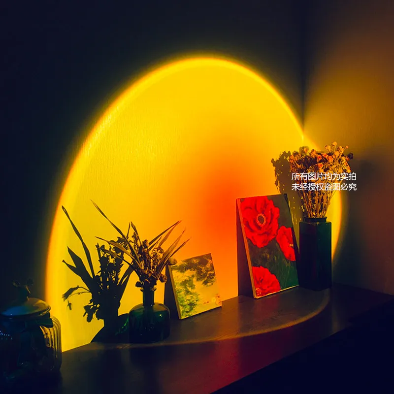 

Sunset Projector Lamp Rainbow Atmosphere Led Night Light for Home Bedroom Coffe shop Background Wall Decoration USB Table Lamp